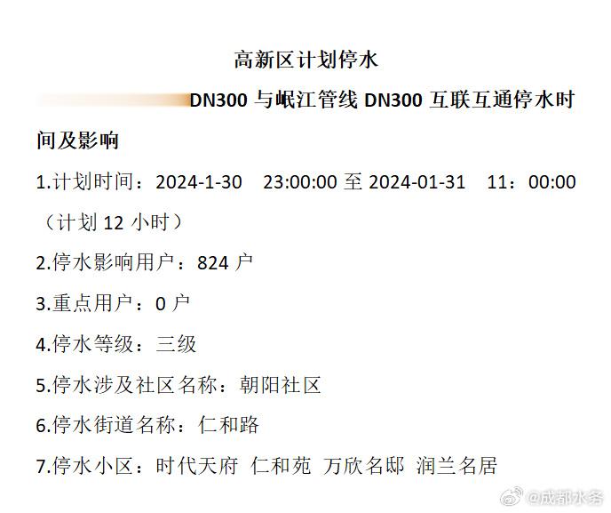 成都停水通知最新公告及步骤指南