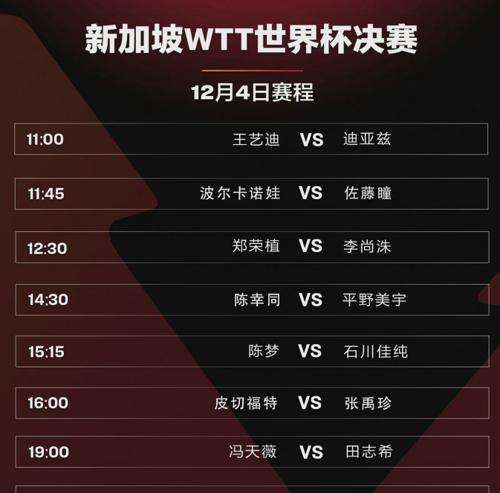 今日世乒赛比赛时间，前瞻体验科技盛宴的激情对决！
